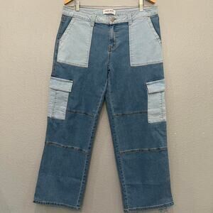 Gogo Jeans Utility Collection Two-Tone Patchwork Cargo Jeans size 17/33